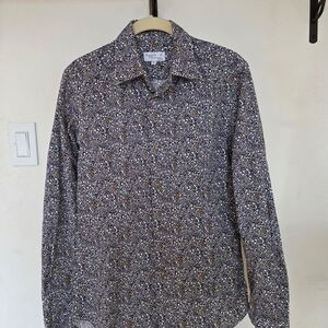 Agnes B. Homme Paris Floral Button Down Shirt - Black, White, and Brown